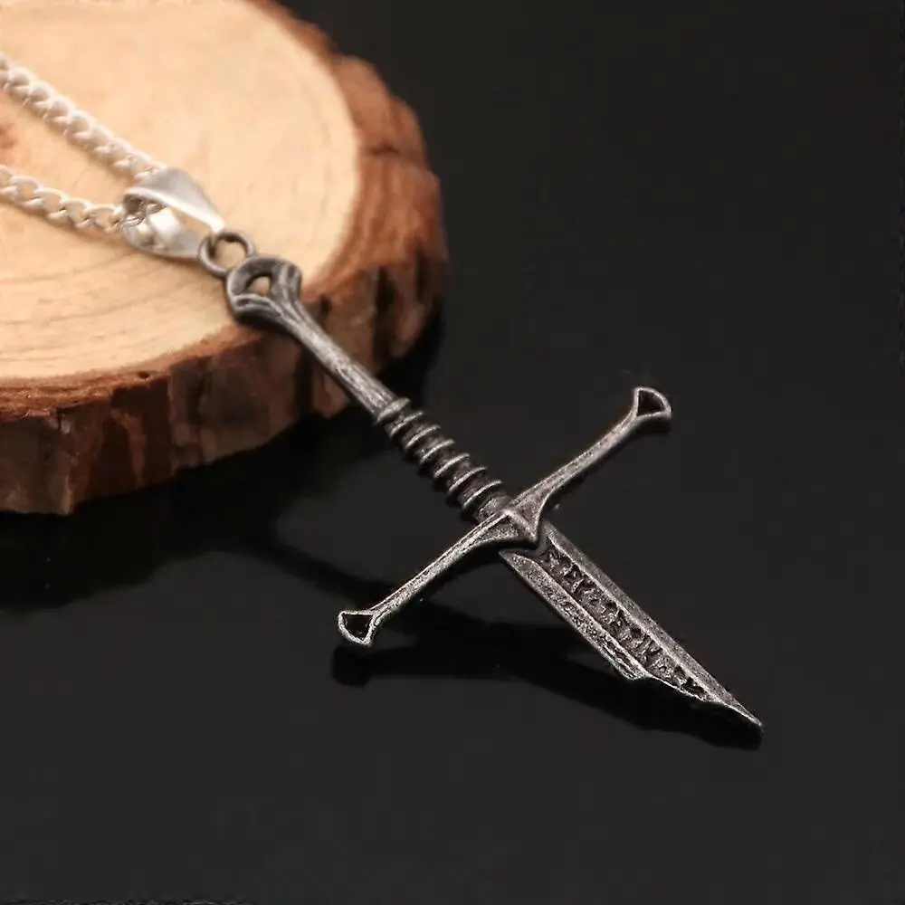 Medieval Sword Cross Pendant Necklace Gothic Knight Templar Dagger Charm Viking Crusader Jewelry Fantasy Weapon Necklace Dark Academia Aesthetic Unisex Gift for Men Women Cosplay Renaissance Christian Warrior Statement Pendant Accessory
