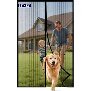 Screen Door - 38.0 x 82.0 in Retractable Screen Door Mesh for Front Door or Sliding Door, Pet &  Friendly, Hands-Free Closure Keeps  Out & Lets Breeze in, Stripe Black