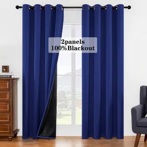 2-Piece Blackout Sunscreen Curtains, Deep Color Cotton Polyester Fabric with Lining, Modern Simple Style for Bedroom Living Room Kitchen Balcony Garden