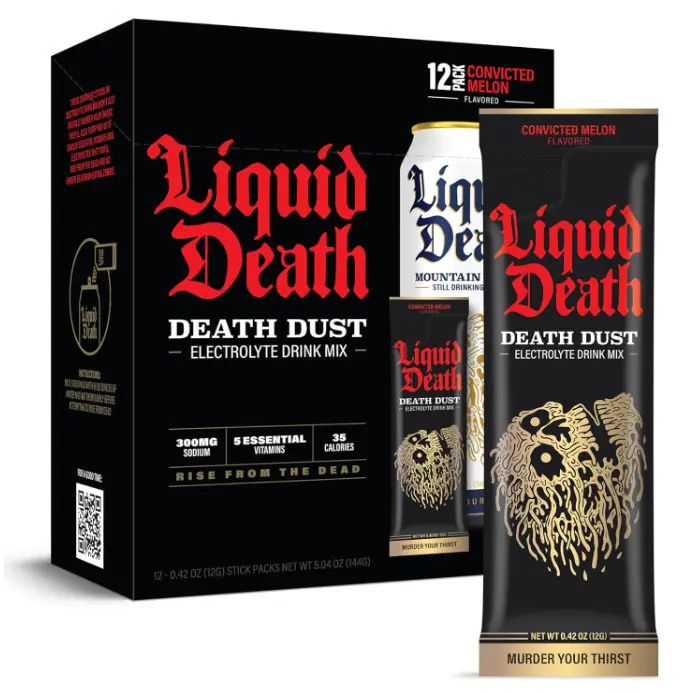 Liquid Death Electrolyte Death Dust - Watermelon Flavored Hydration Powder Packets - 12-Stick Pack - Beverage