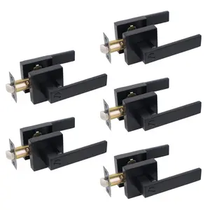 5pcs Matte Black Door Handle Heavy Duty Door Lever Privacy Door Lock Set Door Hardware, Left or Right Handing Door Handles, Interior Door Handle