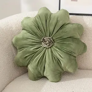 Luxurious Velvet Flower-Shaped Throw Pillow with Insert - Elegant Round Cushion, suitable for sofas, beds, and living room decor, perfect for Christmas home decoration, hand wash only, a perfect gift for the home.