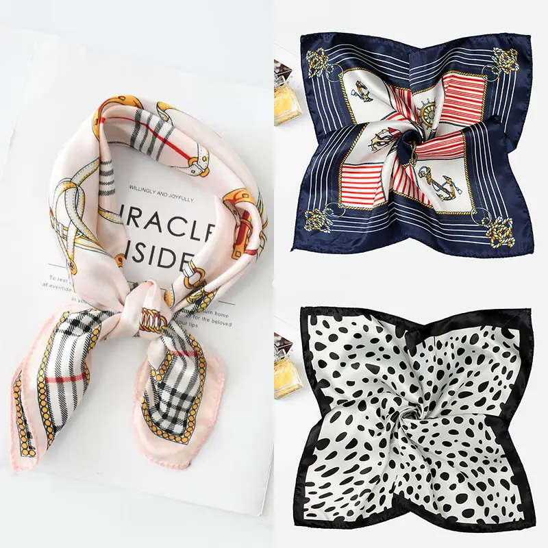 Women's 3-Piece 50cm Silk Small Square Scarves - Professional Workwear for Flight Attendants, Bank Staff - Versatile Sports & Outdoor Accessory, Bag Decor