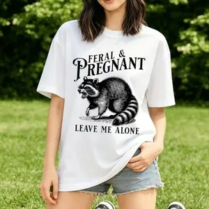 Feral and Pregnant Raccoon Shirt - Funny Pregnancy Humor Tee for Moms-to-Be, for men, for woman Cotton Top