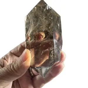 Clear Smoky Quartz Double Terminated Crystal AA Quality Polished Natural Specimen