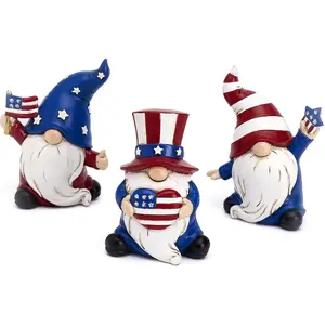 4th of July Gnomes Decorations, Memorial Day Decorations for Home Decor, Medium 3Pcs Patriotic USA 250th Anniversary Decorations, Stars and Stripes Gnomes Figurine for Independence Day