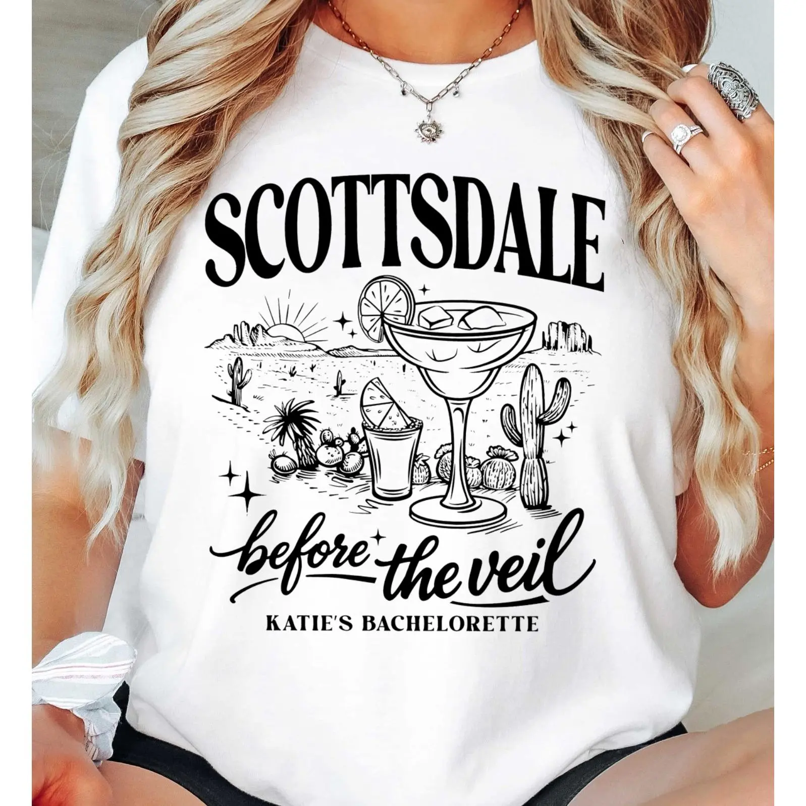 Scottsdale Before The Veil Graphic Tee, Desert Bachelorette Matching Bridesmaid T-shirt, Personalized Bridal Party Gift Top