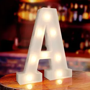 26 Alphabet Battery Powered LED Letter Lights Light Up Name Sign Decorative Standing Letters for Graduation Party Wedding Birthday Room Wall Decor (Letter A)