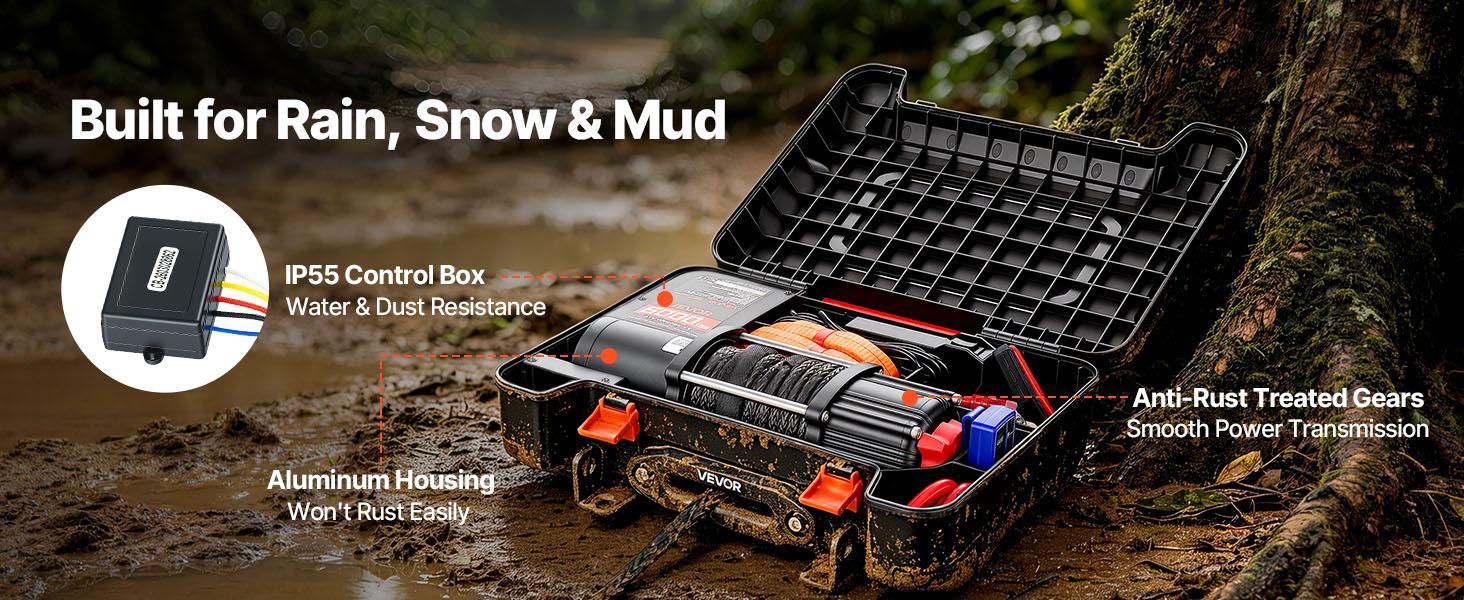 【Summerfinds】VEVOR Portable Winch, 6000 lbs/4500lbs/3500lbs 12V DC Electric Winch with Synthetic Rope, Wireless & Wired Remotes, Box-Style Recovery Kit with Fairlead, Clevis Hook, Strap for ATV UTV Off-Road Outdoor Pulling Tasks 【Summerfinds】VEVOR Portable Winch, 6000 lbs/4500lbs/3500lbs 12V DC Electric Winch with Synthetic Rope, Wireless & Wired Remotes, Box-Style Recovery Kit with Fairlead, Clevis Hook, Strap for ATV UTV Off-Road Outdoor Pulling Tasks