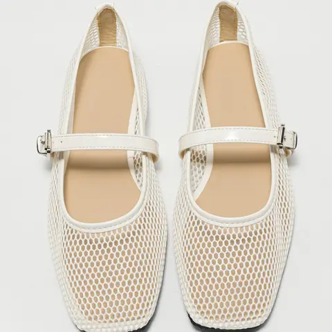 French Retro Fashion Ballet Shoes, Summer Mesh Breathable Strap Mary Jane Flats, Versatile Women's Shoes for Parties, Campus, Office, Weddings, Mary Janes Flats