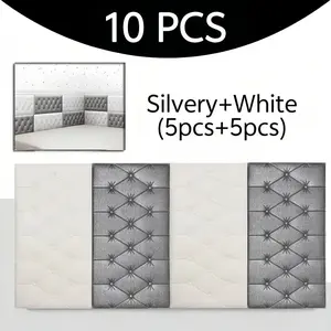 10-Piece Dual-Color 3D Foam Soft Cushion Self-Stick Wall Stickers, Multiple Colors Available, Waterproof & Moisture-Resistant, Removable & Washable