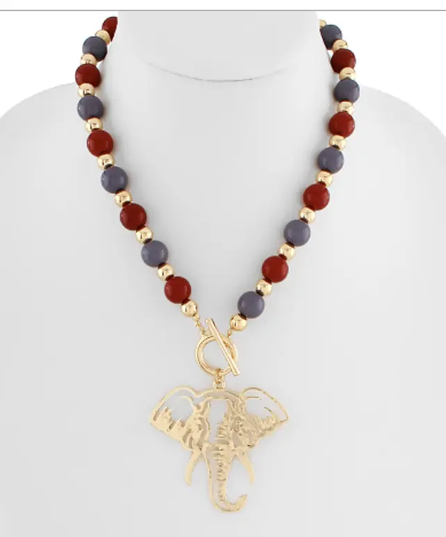 GAMEDAY: Acrylic Ball  Alabama Elephant Necklace
