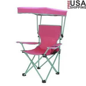 Kids Canopy Camp Chair Safety Lock Portable Outdoor Chair with Canopy Adjustable Sunshade Cup Holder Kids 125lb Capacity our  door  chair