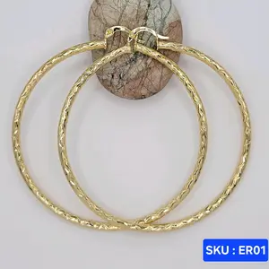Elegant Hoop Earrings 14k color 70mm XXL 3mm Wide Laminated Gold Fashion Jewelry for Women Versatile Stylish Accessory SKU ER01