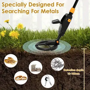 1 Pcs Rechargeable Metal Detector Professional Precision Gold Mine Detector with Lcd Display, Suitable for Courtyard, Garden and Outdoor Detection