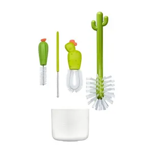 Cacti Bottle Cleaning Brush Set, Includes Bottle Brush, Nipple Brush, Detail Brush, and Straw Brush