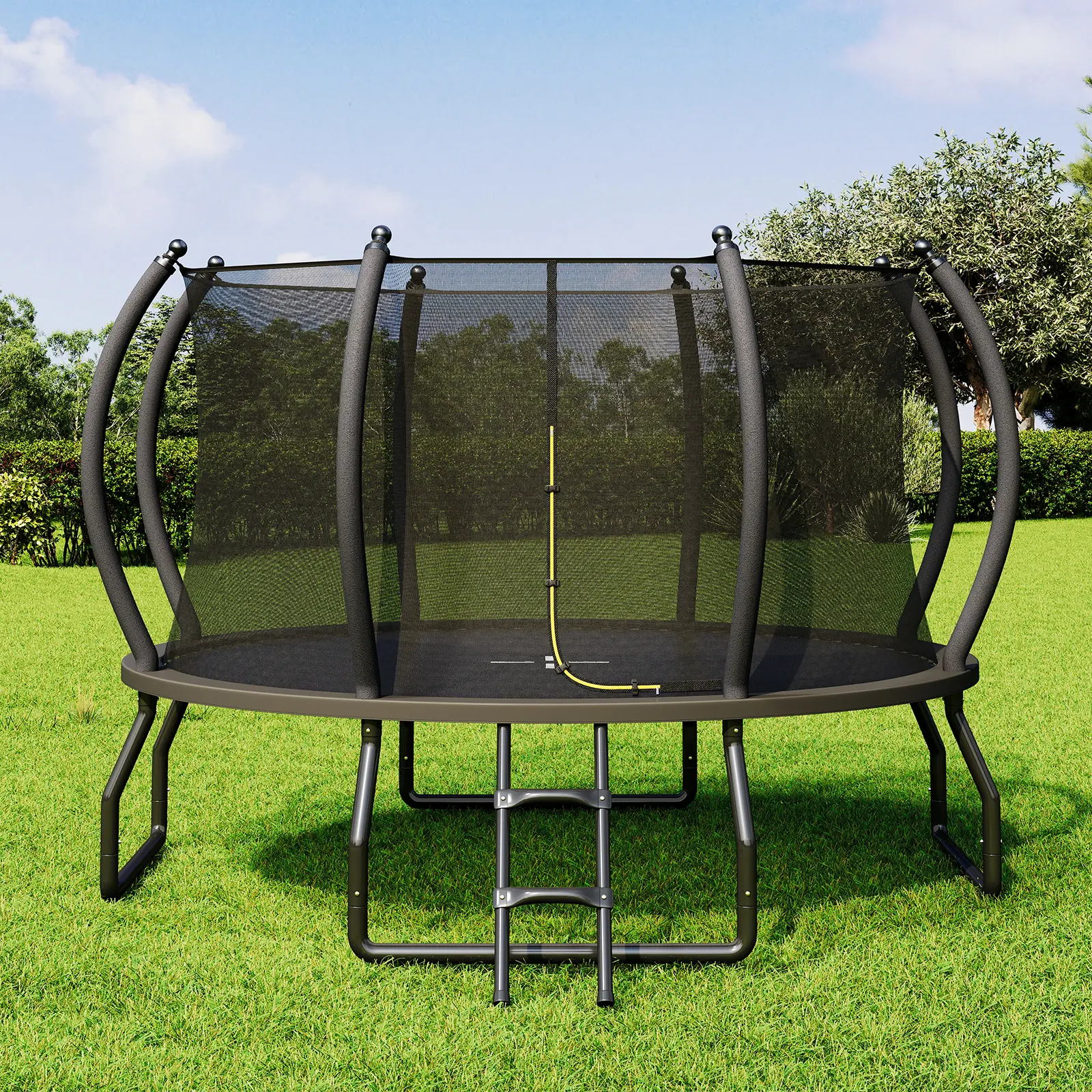 [SummerWins] [SummerFinds] ALBOTT 8FT 10FT 12FT 14FT 16FT Outdoor Trampoline with Enclosure Net and Ladder, Recreational Trampolines for Kids and Adults, Quick Connect Frame, ASTM Approval