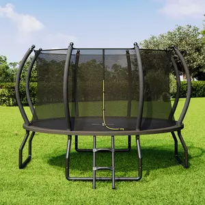 [DealsForYouDays][SummerWins] ALBOTT 8FT 10FT 12FT 14FT 16FT Outdoor Trampoline with Enclosure Net and Ladder, Recreational Trampolines for Kids and Adults, Quick Connect Frame, ASTM Approval