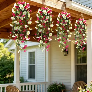 Outdoor artificial flowers, artificial morning glory hanging vines, high-end plastic material, maintenance-free, suitable for weddings, homes, hotels, offices, weddings, parties, home gardens, porches, courtyards