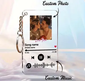 Custom Acrylic Car Keychains - Personalize With Your Photo, Song Title, And Artist Name, Perfect As Gifts For Special Occasions