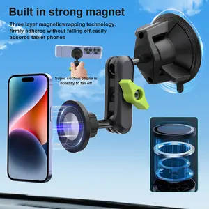 Magnetic Phone Holder, Suction Cup Phone Mount for Magsafe,Car-mounted camera bracket， Portable Cell Phone，Two headers