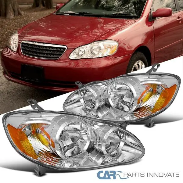 Fits 2003-2008 Toyota Corolla Clear Headlights Head Lamps Left+Right Replacement