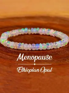 Natural Ethiopian Opal Stretch Bracelet, Brilliant Shine Elegant Design for Women, Healing Emotional Balance Daily Stacking, Trendy Gift, Stackable Bracelets