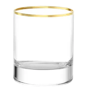 Set of 4 Cabaret NY Bar Whiskey with Rim Drinkware 10.75oz Glasses Gold - Stolzle Lausitz