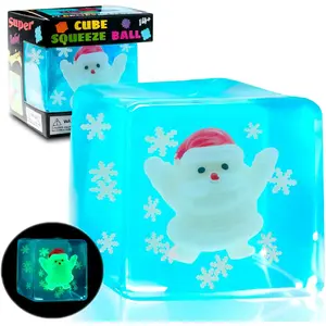 Christmas Santa Claus Squishy Fidget Toy, Squishy Cube with Santa Claus & Snowflake Design, Tactile Anxiety Relief Desk Fidget for Adults, Glow in The Dark, Festive Holiday Stocking Stuffer Gift