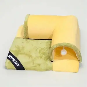 Cozy Cat Tunnel Bed Mat with Interactive Hanging Toy, 2-in-1, Non-Slip, Durable, and Soft