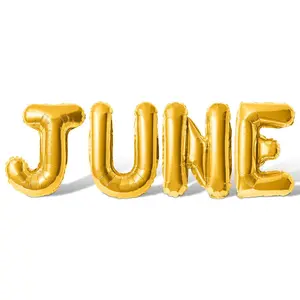 Letter Balloons - JUNE 16" Inch Alphabet Letters Foil Mylar Balloon June Birthday Party Banner