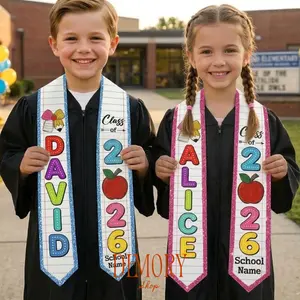 Personalized Kindergarten Graduation Stole, Custom Name Kids Graduation Sash Class Of 2026