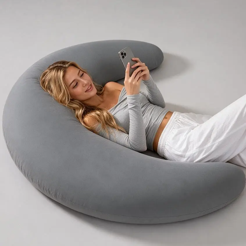 Oversized C-Shaped Maternity Full Body Pillow, Premium Soft Support Cushion for Pregnant Women Side Sleepers, Back Hip Leg Pain Relief for Home Sleeping Resting