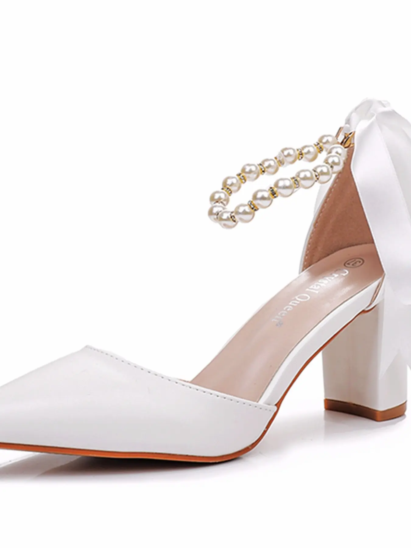 Women's Elegant High Heel Sandals, Classy Sandal, New Faux Pearl Bowknot Fashion Thick Sole, Trendy Casual Shoes for Weddings and Parties
