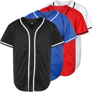 Blank Plain Hip Hop Hipster Baseball Jersey Button Down Shirts Sports Uniforms Men Women Jersey Casual Color Block Men's Short Sleeve Button Up Shirt, Men's Retro Classic Baseball Jersey For Training Competition Party