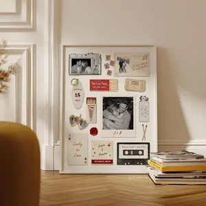 Personalized Matchbook Collage Print - Custom Couple Names Wall Art, Retro Matchbox Poster, Romantic Anniversary Gift, Vintage Coquette Aesthetic poster unframe, any size