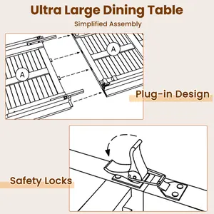 COSTWAY - 6 Person 71 Inch Patio Dining Table with Teak Wood Tabletop