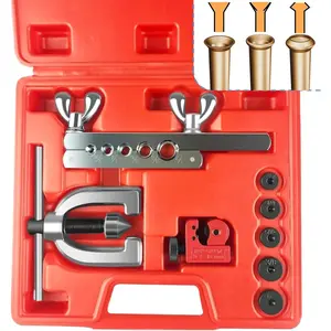 Line Flaring Tool Kit, 3/16", 1/4", 5/16", 3/8" and 1/2" Double & Single Tubing Flare Tool for Copper and   Line Tube