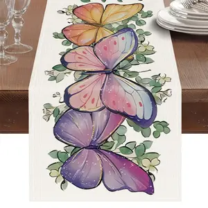 1 PC, Summer Purple Butterfly Table Runner Kitchen Table Decor, Suitable For Home Decor Indoor And Outdoor Party Supplies