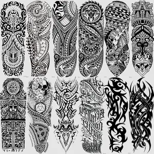 12 Piece Full Arm Temporary Tattoos, Tribal Totem Cool Cow Turtle Design, Waterproof Realistic Body Art Stickers for Men Women