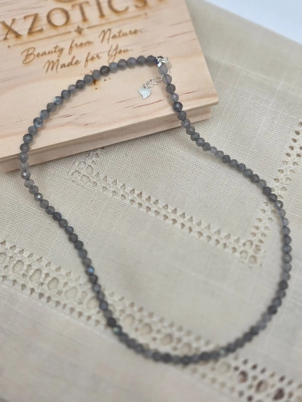 Natural Faceted Labradorite Crystal Necklace, 4 mm Natural Crystal Jewelry Accessory