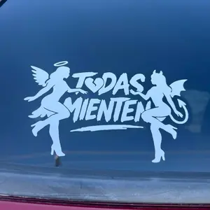 "Todas Mienten" Angel and Devil Vinyl Decal for Car Window Door Decor Smooth Durable Finish Unique Touch for vehicles