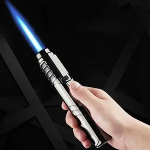 (Without butane) 1800° high-temperature spray lighter (requires adding butane gas to ignite) Metal outdoor windproof blue powerful flame jet lighter spray gun welding tool gift box packaging
