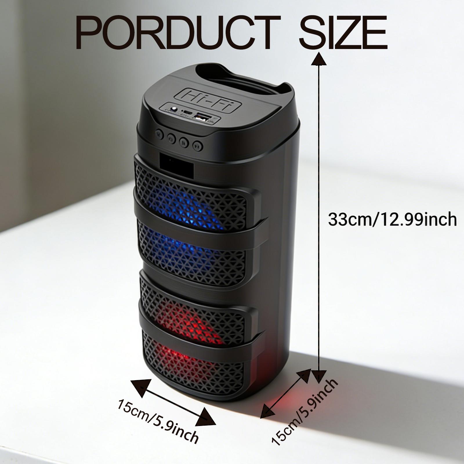 Portable Wireless Party Speaker with Subwoofer, Long-Lasting Battery, Neon LED Lights, Outdoor/Indoor Big Support TF Card MP3 Player Party for Home Camping Phone Computer PC