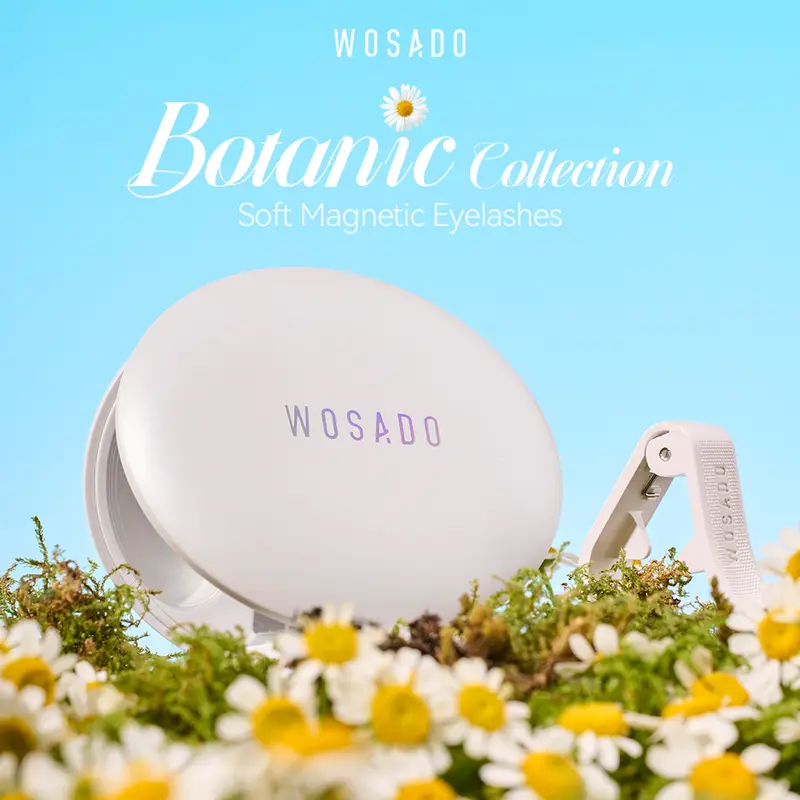 WOSADO-Botanic Collection Magnetic Eyelashes,  Eyelashes Tools Extended-Band Soft False Lashes, All-in-One Reusable Waterproof Kit, No Glue No Eyeliner