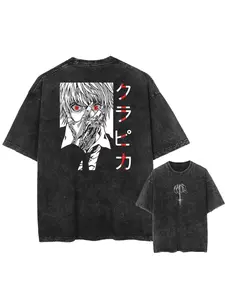 Hot Anime HUNTER × HUNTER Killua GON Pattern Printed Men's and Women's Summer Washed T-shirt Harajuku Large T-shirt Retro Fashion T-shirt