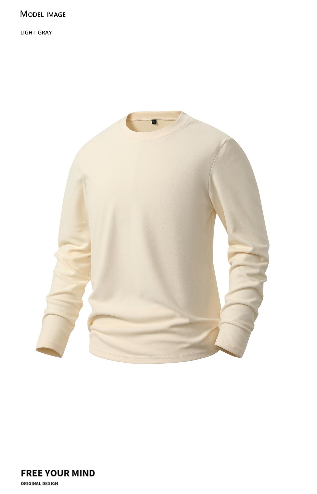 2-pack: men’s long-sleeve T-shirt, men’s terry crewneck long-sleeve T-shirt.Basic loose, stretchy, versatile base layer top—simple solid color for all seasons; suitable for everyday casual wear, students, commuting, and home.