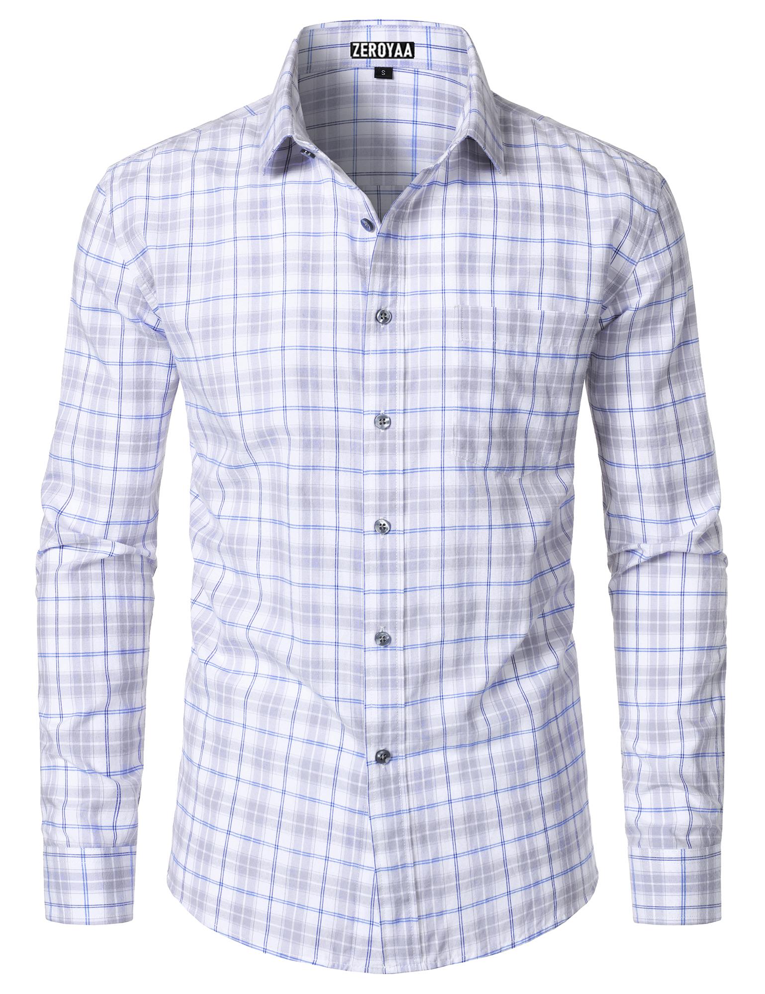 ZEROYAA Men's Plaid Long Sleeve Dress Shirt Formal Gingham Slim Fit Button Down Shirts with Lightweight Casual Classic Birthday Fashion ZEROYAA Men's Plaid Long Sleeve Dress Shirt Formal Gingham Slim Fit Button Down Shirts with Lightweight Casual Classic Birthday Fashion