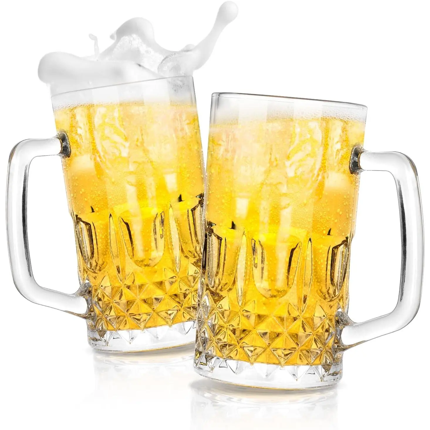 Mug Set of 2, 22oz   Glasses with Handle, Glass  Mugs for Freezer, Gifts for Men