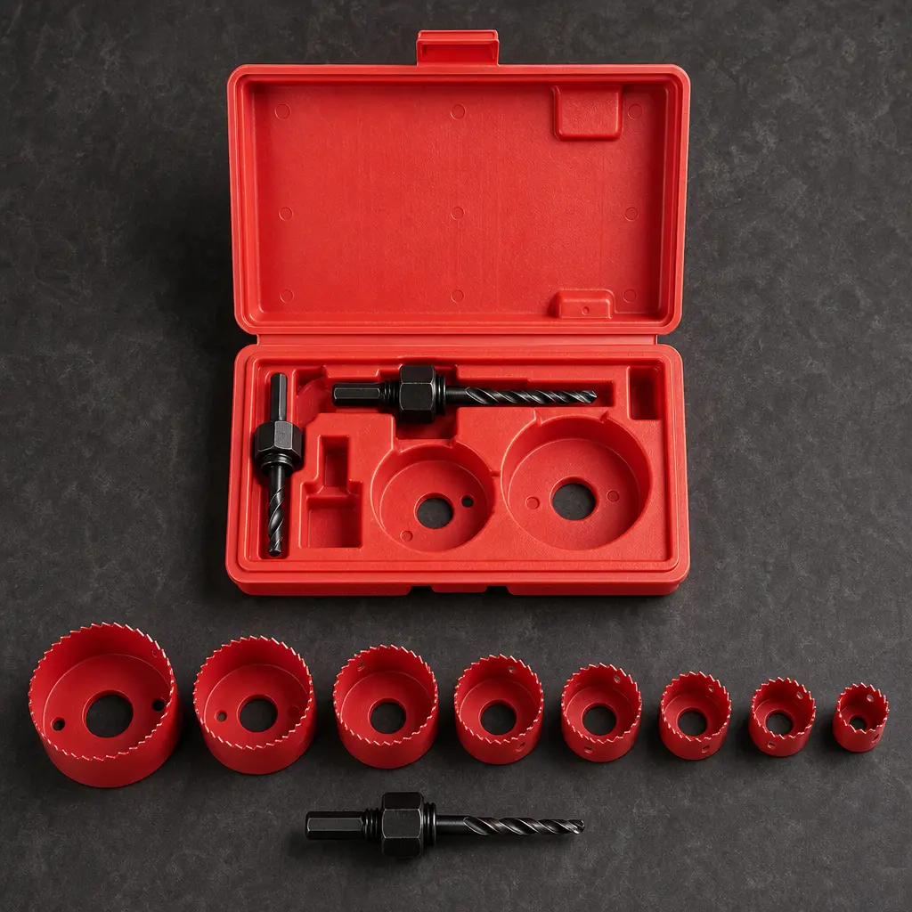 11-Piece Hole Saw Kit with Mandrel & Hex Key – 3/4\" to 2-1/2\" Blades for Wood, PVC & Plastic Cutting, Durable Drill Bit Set